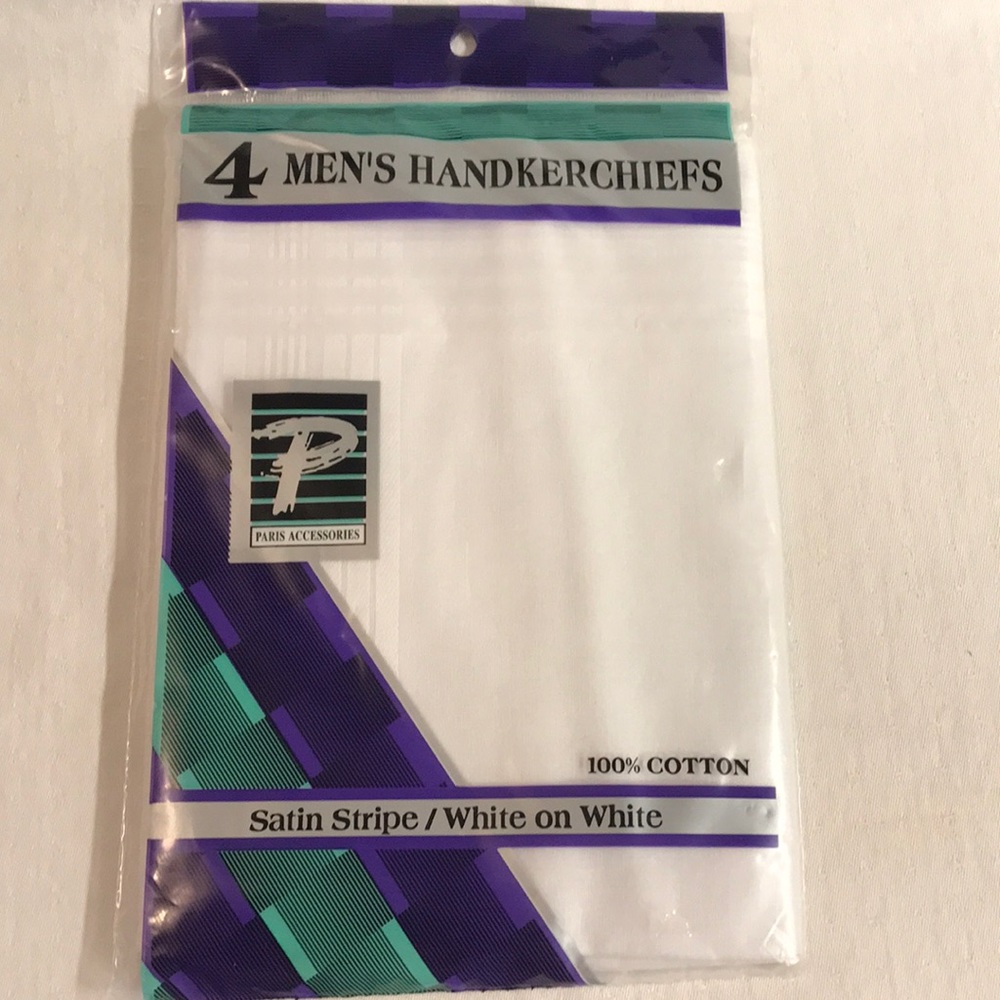 Men’s Paris Accessories Satin Stripe 4 Pack Handkerchiefs- New